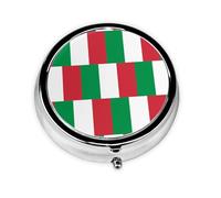 Pilulier à emporter avec le drapeau italien, portable, rond, tient dans votre sac à main, boîte à pilules légère à 3 compartiments