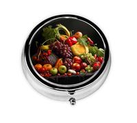 Pilulier à emporter pour légumes et fruits, portable, rond, tient dans votre sac à main, boîte à pilules légère à 3 compartiments