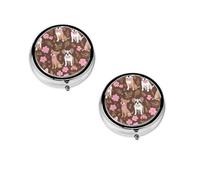 Pilulier à motif bouledogue anglais, organiseur rond, petit étui à 3 compartiments pour sac à main et poche, boîte à médicaments portable idéale pour les voyages