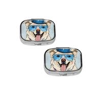 Pilulier à motif bouledogue français, étui à médicaments à 2 compartiments, pilulier portable pour poche ou sac à main