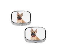 Pilulier à motif bouledogue français, étui à médicaments à 2 compartiments, pilulier portable pour poche ou sac à main