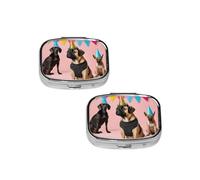 Pilulier à motif bouledogue français, étui à médicaments à 2 compartiments, pilulier portable pour poche ou sac à main