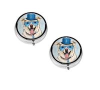 Pilulier à motif bouledogue français, organisateur rond, petit étui à 3 compartiments pour sac à main et poche, boîte à médicaments portable idéale pour les voyages