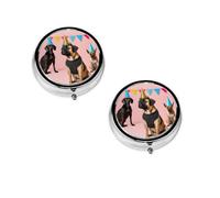 Pilulier à motif bouledogue français, organisateur rond, petit étui à 3 compartiments pour sac à main et poche, boîte à médicaments portable idéale pour les voyages