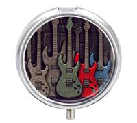 Pilulier à motif de guitare, 3 compartiments, étanche, organiseur de voyage pour poche ou sac à main, mini pilulier portable pour médicaments et vitamines