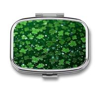Pilulier à paillettes à 2 compartiments avec miroir pour sac à main de poche, voyage, mini organiseur de médicaments en métal pour vitamines, huile de poisson