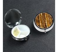Pilulier à paillettes dorées à 3 compartiments en métal - Organiseur de voyage portable pour poche ou sac à main - Boîte à médicaments ronde décorative