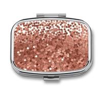 Pilulier à paillettes or rose à 2 compartiments, organiseur de pilules portable pour poche ou sac à main, organiseur décoratif en métal pour médicaments et vitamines