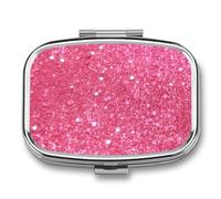 Pilulier à paillettes scintillantes, 2 compartiments, pilulier portable pour poche ou sac à main, organiseur décoratif en métal pour médicaments et vitamines