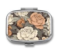 Pilulier à peinture dessinée à la main à 2 compartiments, pilulier portable avec miroir pour sac à main, voyage, mini organisateur de médicaments en métal pour vitamines, huile de poisson