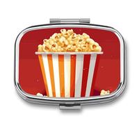 Pilulier à popcorn à 2 compartiments, portable avec miroir pour poche, sac à main, voyage, mini organisateur de médicaments en métal pour vitamines, huile de poisson