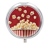 Pilulier à popcorn à 3 compartiments - Organiseur de médicaments portable 3 fois par jour - Organiseur de vitamines avec miroir - Petit pilulier pour sac à main et poche - Joli récipient à médicaments
