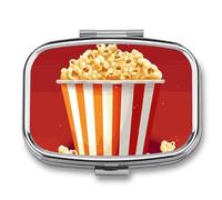 Pilulier à popcorn de dessin animé avec 2 compartiments, pilulier carré portable, pilulier de vitamines pour poche, sac à main et voyage