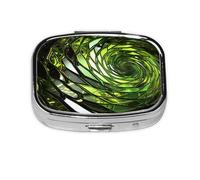 Pilulier abstrait en forme de serpent vert à 2 compartiments - Pilulier portable en métal - Joli pilulier de voyage - Organisateur de vitamines pour sac à main, poche, cadeau de voyage