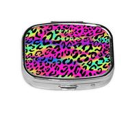 Pilulier abstrait néon lumineux à motif géométrique, 2 compartiments, organiseur portable