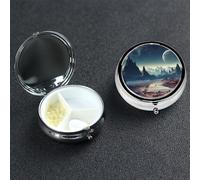 Pilulier Alien Planet à 3 compartiments rond portable pour poche ou sac à main, pilulier hebdomadaire, organiseur décoratif en métal pour médicaments, vitamines, cadeau de voyage