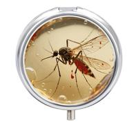 Pilulier Amber Mosquito Fossil avec miroir, 3 compartiments, étanche, pour sac à main ou poche, antidérapant, idéal pour les voyages et les compléments alimentaires (vitamines, huile de poisson, etc.