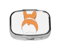 Pilulier amusant à 2 compartiments avec imprimé Corgi Butt Marron