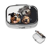 Pilulier amusant à 2 compartiments carré portable pour poche ou sac à main, petit planificateur hebdomadaire de médicaments de voyage avec miroir décoratif en métal