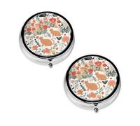 Pilulier amusant à 3 compartiments avec impression de chats, oiseaux et fleurs, portable pour poche ou sac à main, organiseur de pilules décoratif en métal pour médicaments et vitamines, cadeau unique