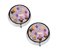 Pilulier amusant à 3 compartiments avec imprimé chiot de dessin animé, portable, pour poche ou sac à main, organiseur de pilules décoratif en métal pour médicaments et vitamines, cadeau unique