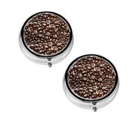 Pilulier amusant à 3 compartiments avec imprimé grains de café torréfiés, portable pour poche ou sac à main, organiseur de pilules décoratif en métal pour médicaments, vitamines, cadeau unique