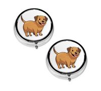 Pilulier amusant à 3 compartiments avec imprimé teckel - Portable - Pour poche ou sac à main - En métal - Cadeau unique