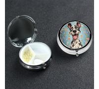 Pilulier amusant à 3 compartiments rond portable pour poche ou sac à main, petit planificateur hebdomadaire de médicaments de voyage avec miroir décoratif en métal et porte-vitamines