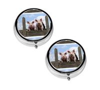 Pilulier amusant avec imprimé cochons mignons à 3 compartiments, portable pour poche ou sac à main, pilulier décoratif en métal pour médicaments et vitamines, cadeau unique