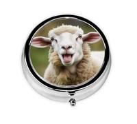 Pilulier amusant avec langue de mouton coquin, animal mignon, rond, 3 compartiments pour sac à main, organiseur de pilules mignon en métal, pilulier de voyage portable, mini petit récipient à pilules
