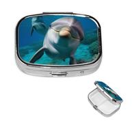 Pilulier amusant avec miroir rétro à 2 compartiments pour sac à main ou poche - Cadeau unique