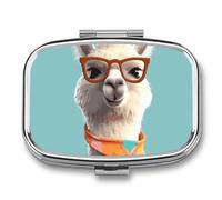 Pilulier amusant en forme de lama à 2 compartiments - Pilulier portable carré pour poche de voyage