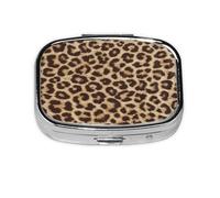 Pilulier amusant imprimé léopard à 2 compartiments, portable pour poche ou sac à main, pilulier décoratif en métal
