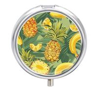 Pilulier ananas et banane, 3 compartiments, petit pilulier étanche de voyage pour poche ou sac à main, mini pilulier portable pour médicaments, vitamines, pilules