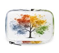 Pilulier aquarelle quatre saisons avec fermeture éclair - Sac de rangement quotidien pour vitamines - Portable - 8 emplacements - Pour la maison, le bureau, la salle de sport, les voyages