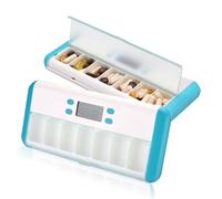 Pilulier Automatique 7 Jours, Alarme, Boîte à Médicaments, Pilulier avec Minuterie, Pilulier Electrique avec Affichage LCD, Alarme de Rappel Lumineux et Sonore (Bleu)
