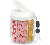 Pilulier Avec 7 Grands Compartiments,Organiseur De Pilulier Pour Voyage,Organisateur De Compléments Avec Design Anti-Mélange,Pilulier Sans Bpa Avec 20 Étiquettes,Beige
