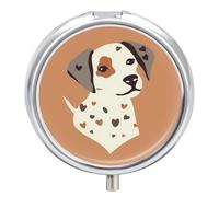 Pilulier avec avatar de chien de dessin animé à 3 compartiments, petite boîte à pilules ronde pour sac à main et poche, boîte à médicaments quotidienne portable pour contenir des vitamines, des