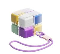 Pilulier avec cordon, 8 compartiments, double couche, résistant à la lumière, design cube portable, 7,3 cm x 6 cm