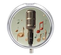 Pilulier avec microphone et note de musique étanche et portable en métal résistant à l'humidité avec 3 compartiments