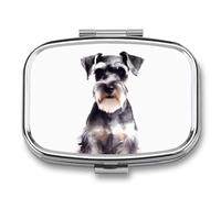 Pilulier avec miroir 2 compartiments bien comportés Schnauzer pilulier pour sac à main, pilulier hebdomadaire de voyage, étui à médicaments portable pour le quotidien