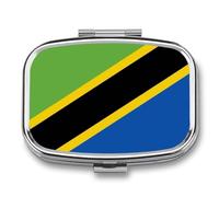 Pilulier Avec Miroir 2 Compartiments Drapeau De La République De Tanzanie Petit Étui Pilules Pour Sac Main Ou Pochette Organisateur De Médicaments Et Vitamines Décoratif En Métal Cadeau De Voyage