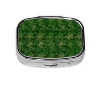 Pilulier avec miroir à 2 compartiments pour fond de la Saint-Patrick - Petit pilulier à paillettes pour sac à main ou poche - Mini pilulier en métal - Pour voyage, médicaments, vitamines, cadeaux de