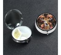 Pilulier avec miroir - Petit pilulier 3 compartiments - Cerf portant des fleurs - Pilulier de voyage pour sac à main ou poche - Pilulier portable - Joli organisateur de médicaments