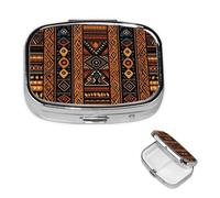 Pilulier avec miroir - Petit pilulier à 2 compartiments - Design africain traditionnel - Pour sac à main ou poche - Pilulier portable - Joli organisateur de médicaments