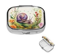 Pilulier avec miroir - Petit pilulier à 2 compartiments - Joli escargot de voyage pour sac à main ou poche - Pilulier portable - Joli organisateur de médicaments