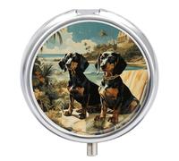Pilulier Bento pour chien teckel à 3 compartiments - Petit pilulier rond - Boîte de voyage portable et conteneurs de vitamines pour supplément d'huile de poisson