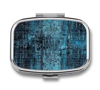Pilulier bleu et noir à 2 compartiments, pilulier portable avec miroir pour poche, sac à main, voyage, mini organisateur de médicaments en métal pour vitamines, huile de poisson