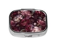 Pilulier botanique luxueux en métal avec 2 compartiments Bordeaux Florals