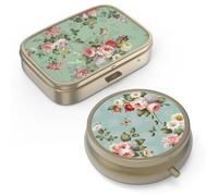 Pilulier Bronze avec Miroir Rétro - Petit Pilulier pour Sac à Main ou Poche - Vitamines, Huile de Poisson, Suppléments - 2PCS